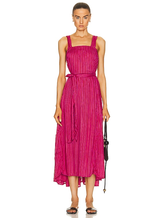 simkhai silas midi dress Simkhai Women's Zayla Pleated Midi Maxi Dress in Black/Multi, Size 4