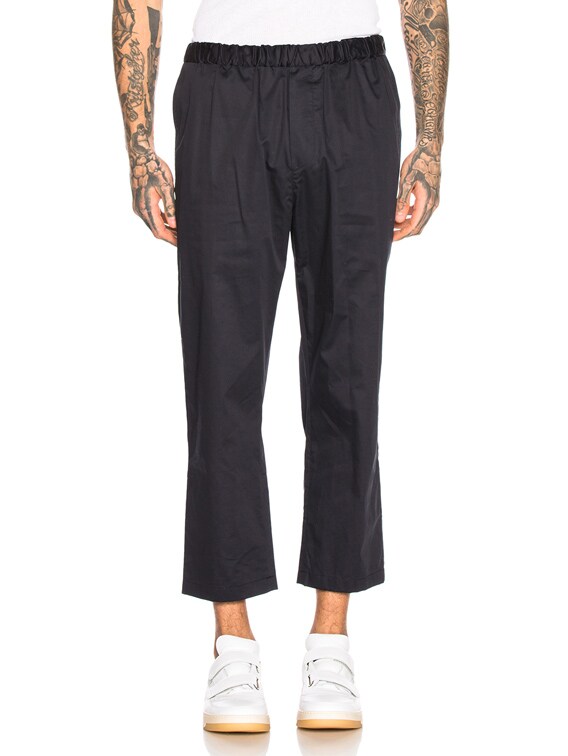 パンツ OAMC 19AW CHECK CROPPED DRAWCORD PANTS OAMC Cropped Drawcord Pant in Navy | FWRD