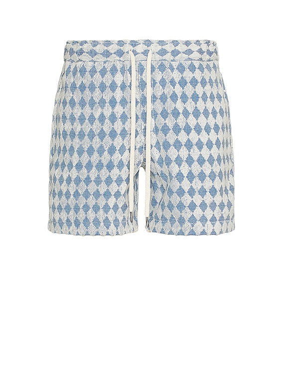 OAS Navy Diamond Terry Shorts in Blue | FWRD