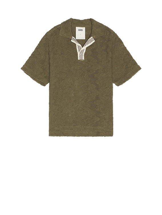 OAS Pine Verve Palmer Crochet Shirt in Green | FWRD