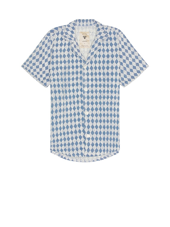 OAS Navy Diamond Cuba Terry Shirt in Blue | FWRD