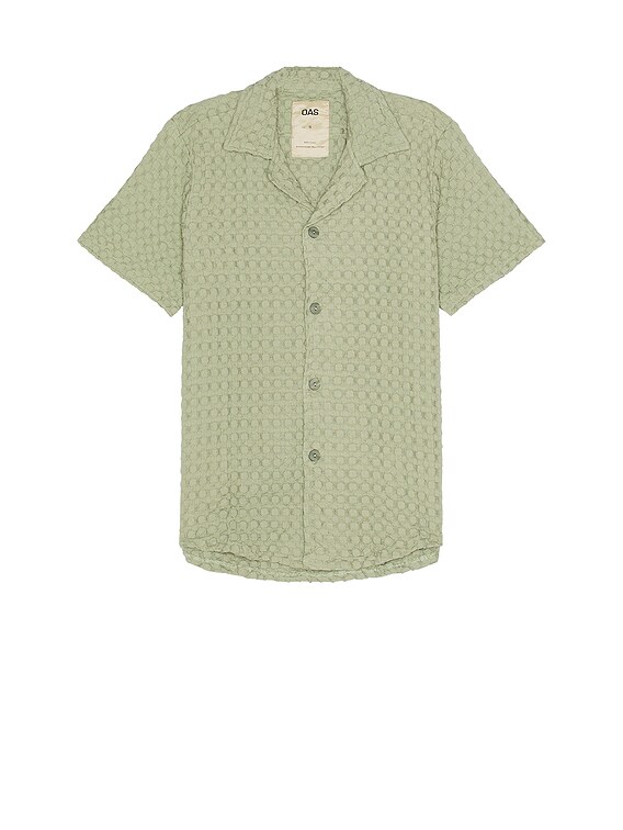 OAS Dusty Green Cuba Waffle Shirt in Green | FWRD