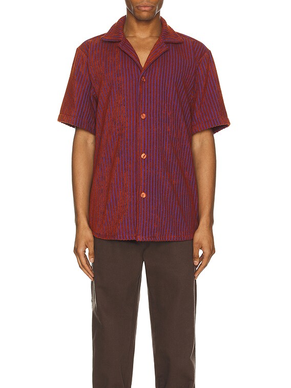 OAS Deep Cut Cuba Terry Shirt in Rusty Red | FWRD