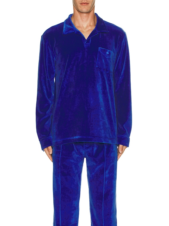 Velour Long Sleeve Polo