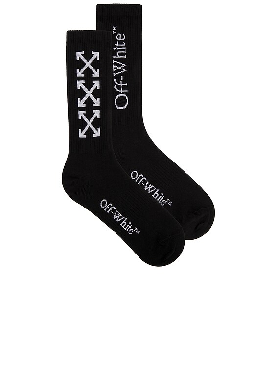 OFF-WHITE Triple Arrow Long Socks in Black & White | FWRD