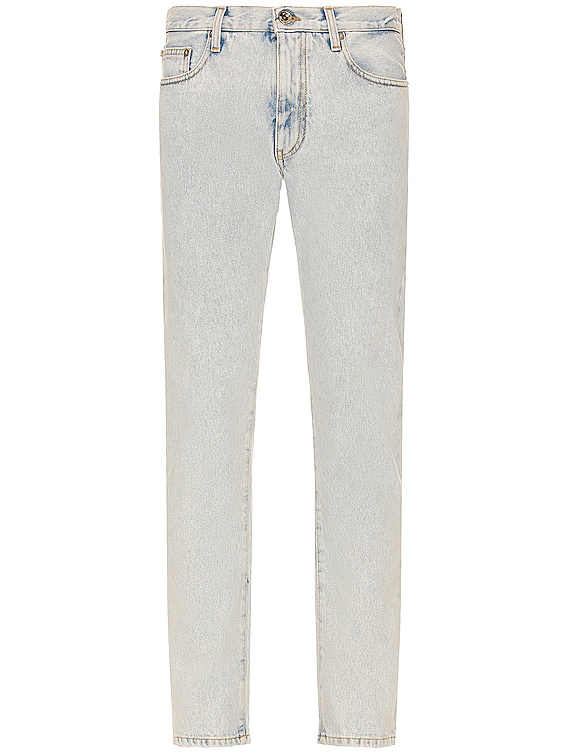 Off-White Diag-stripe Print Slim Fit Jeans - Blue