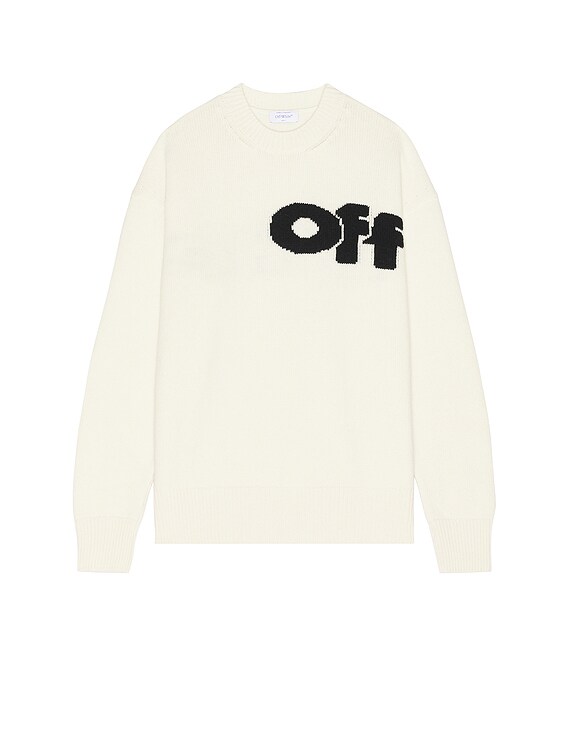 OFF-WHITE Shared Logo Knit Crewneck in Cream | FWRD