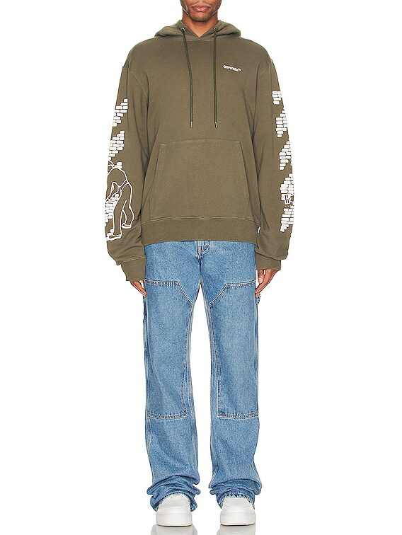 【希少XXL】OFF-WHITE BRICKS SLIM HOODIE パーカー OFF-WHITE Bricks Slim Hoodie in Army Green & White | FWRD