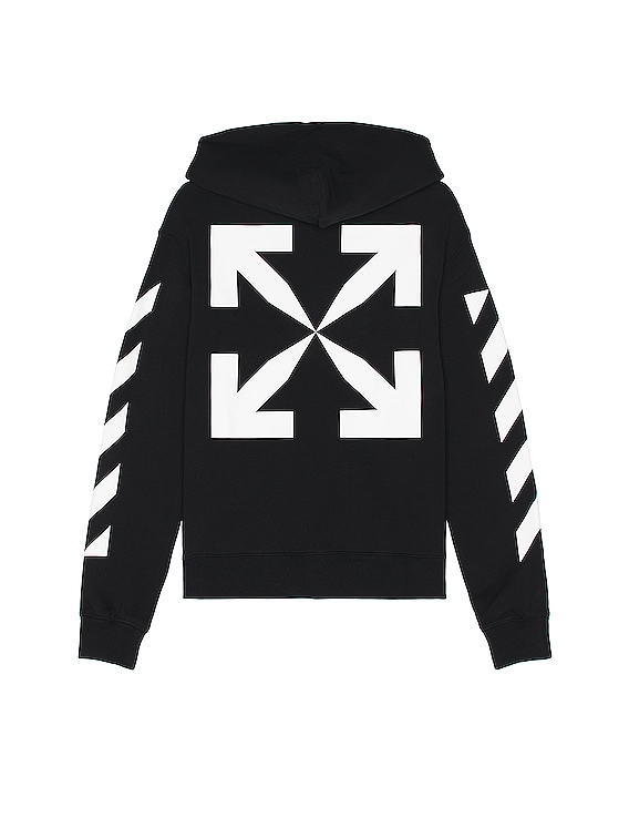 Off-White Men's Diagonal Arrow Slim Fit Hoodie in White Black