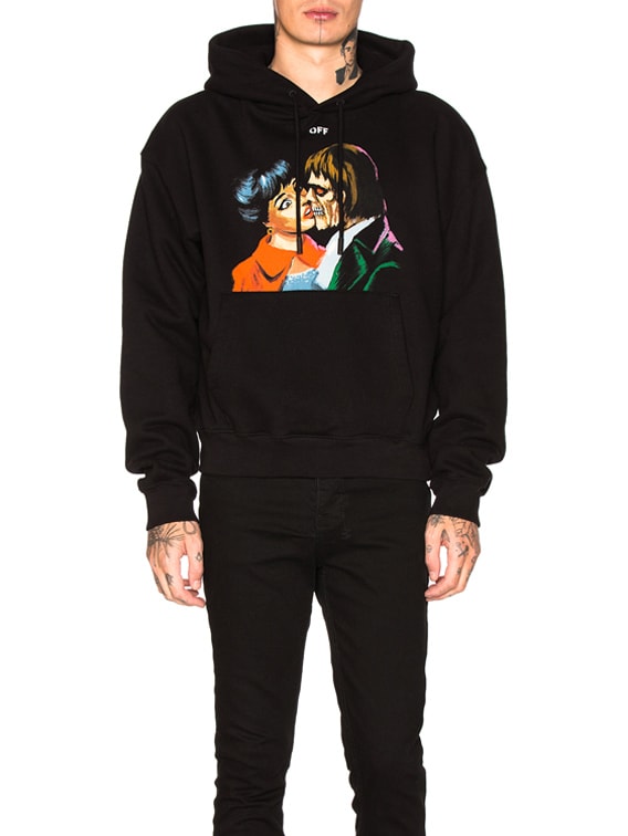 off white kiss over hoodie