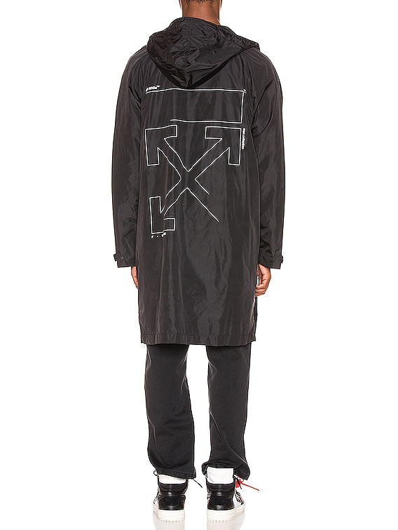 OFF-WHITE Unfinished Raincoat in Black & Silver | FWRD