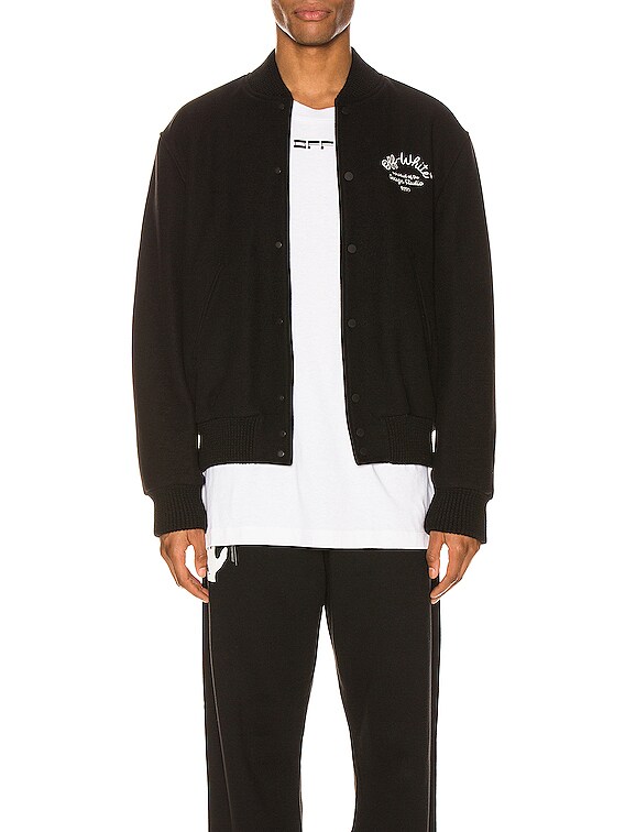 Off-White Peach NY Arrow Padded Bomber Jacket in Black White at Nordstrom, Size 12 US