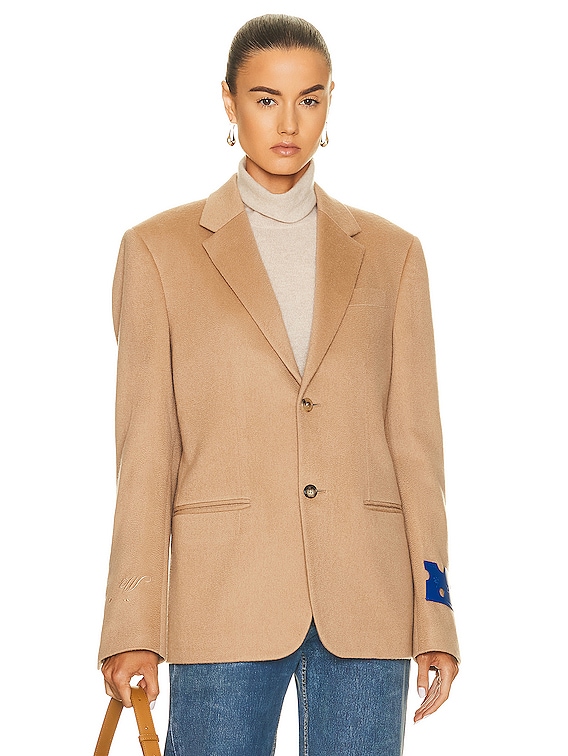 OFF-WHITE Tags Cashmere Relax Jacket in Camel | FWRD