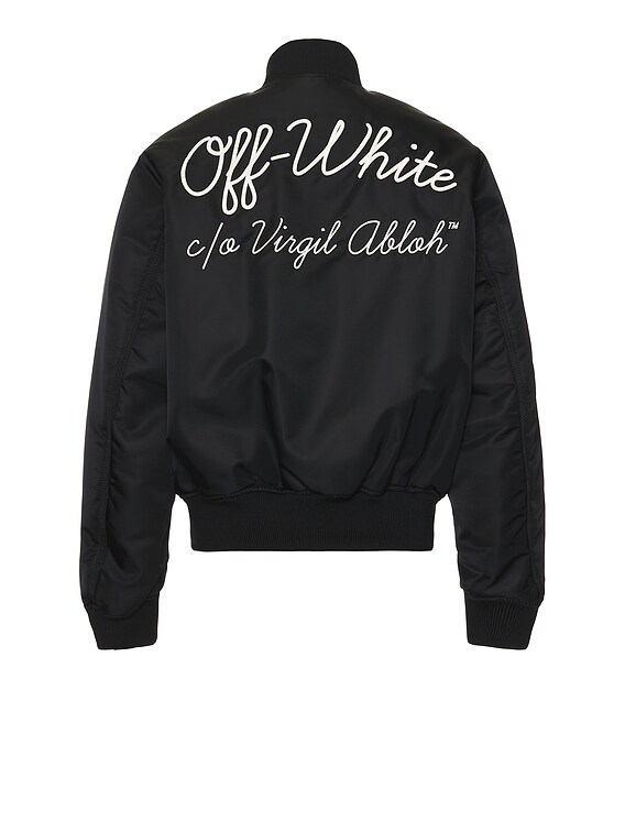 OFF-WHITE Script Bomber Jacket in Black & White | FWRD OFF-WHITE Script Bomber Jacket in Black & White | FWRD