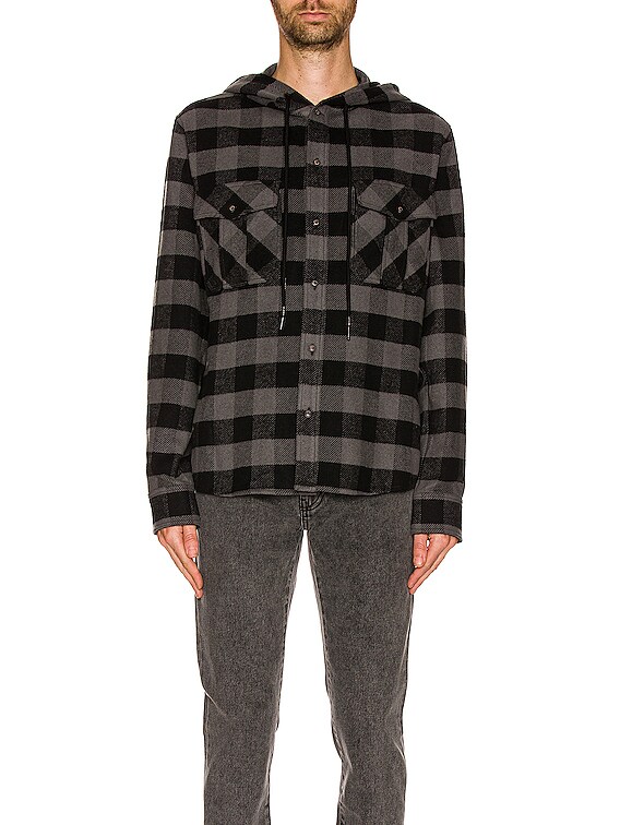 OFF-WHITE Arrow Hoodie Flannel Shirt in Grey | FWRD