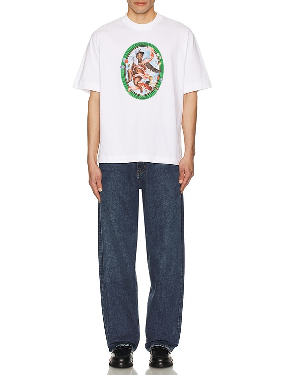 OFF-WHITE FRESCO OVAL SKATE Tシャツ - White & Black | FWRD