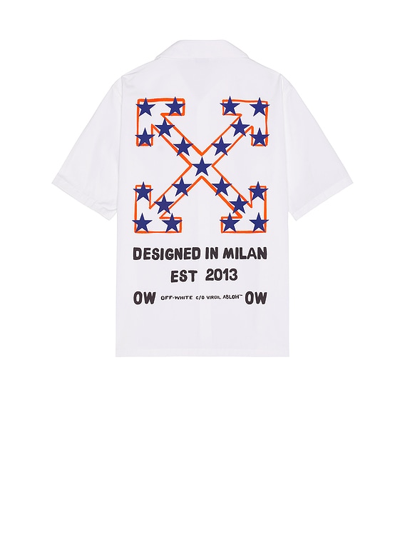 OFF-WHITE Star Arrow Poplin Bowling Shirt in White | FWRD