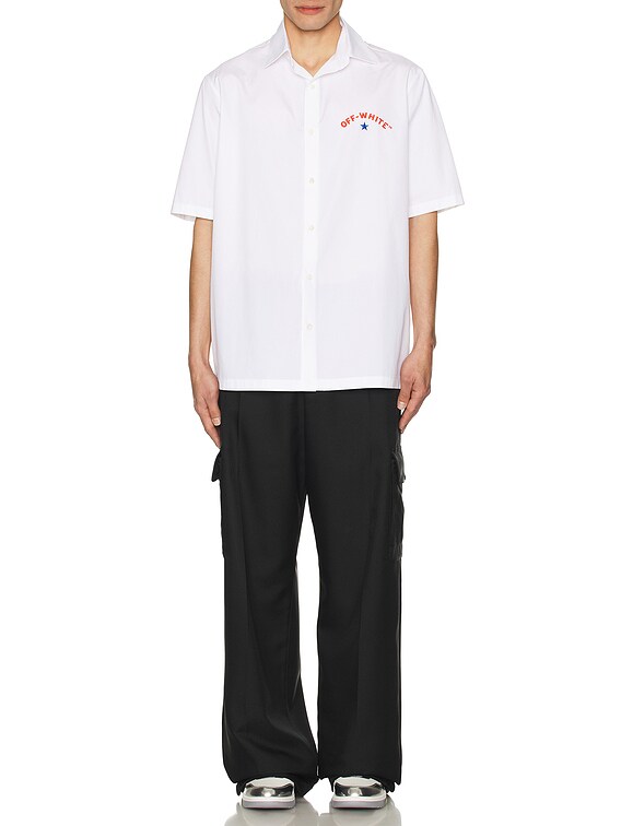 OFF-WHITE Star Arrow Poplin Bowling Shirt in White | FWRD