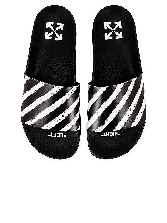 Size 9US/ 43EU - Off-White Black & White Diagonal Stripe Slide Sandals Off-White Diagonal slides - Black - Men|OMIC011C99MAT0011001 main image 2