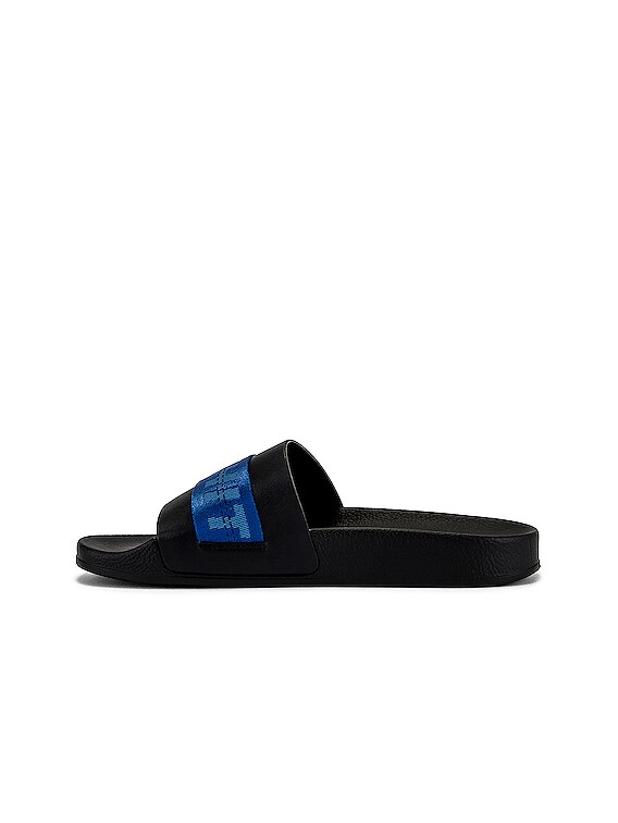 OFF-WHITE Industrial Belt Slide Sandal in Black & Blue | FWRD