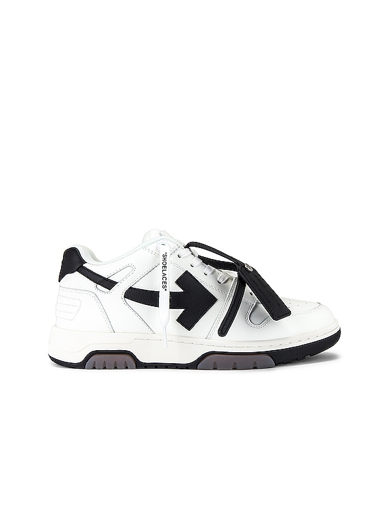 OFF-WHITE Out Of Office Calf Leather Sneaker in White & Black | FWRD