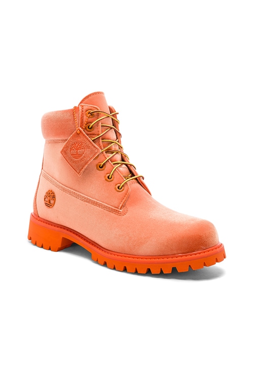 OFF-WHITE Timberland Velvet Boots in Orange | FWRD