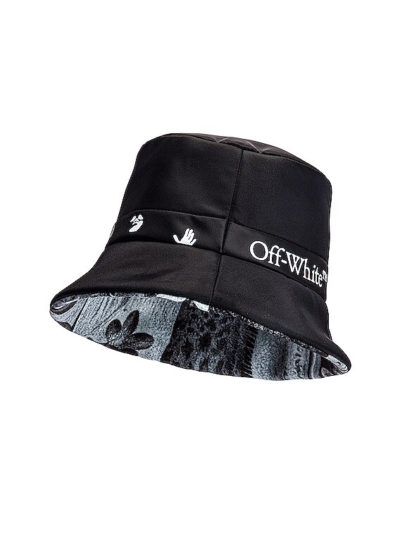 OFF-WHITE Logo Viscose Rain Cap in Black & White | FWRD