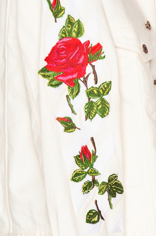 OFF-WHITE Diagonal Roses Denim Jacket in White | FWRD