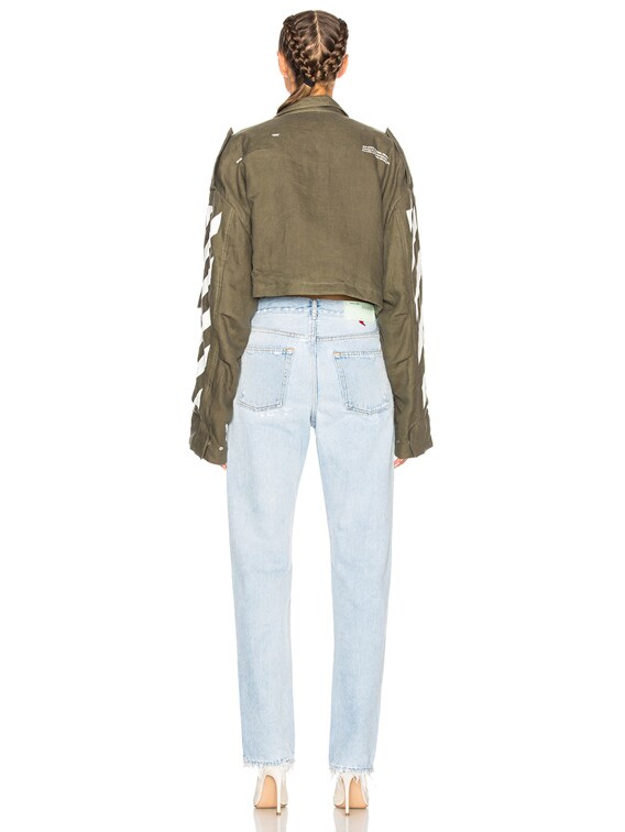 OFF-WHITE Diagonal Cropped M65 Military Jacket in Military