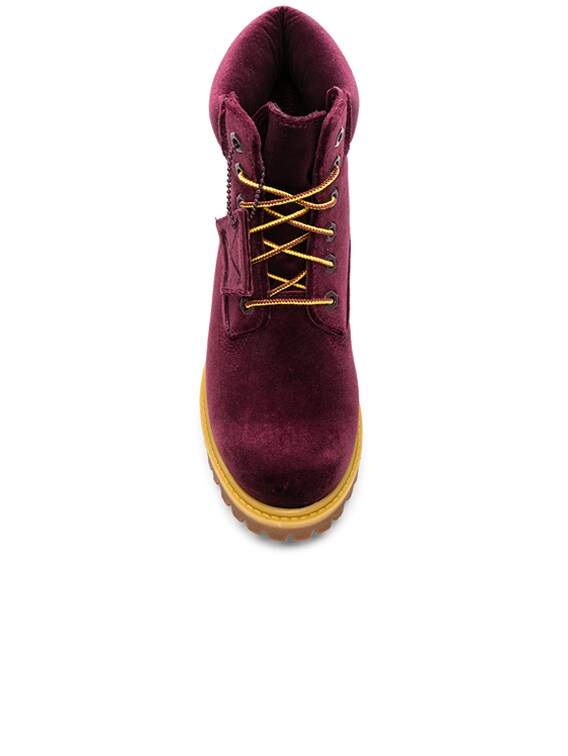 purple velvet timberlands