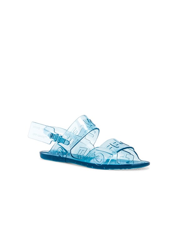 off white jelly sandals blue