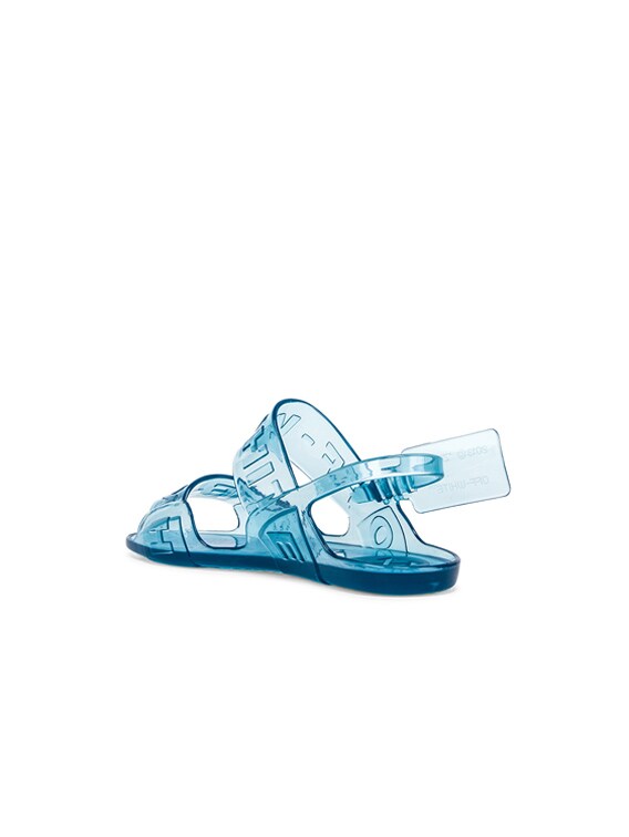 off white jelly sandals blue