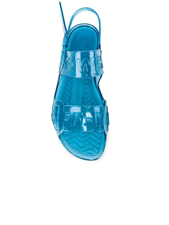 off white jelly sandals blue