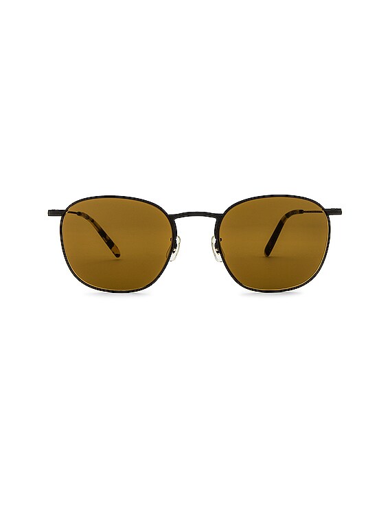 Oliver Peoples Golden Sun Sunglasses in Matte Black & True Brown | FWRD