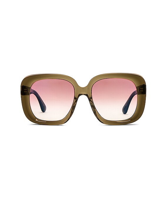 Oliver Peoples Nella Square Sunglasses in Dusty Olive | FWRD