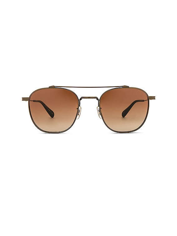 Oliver Peoples Mandeville Sunglasses in Antique Gold & Dark Brown Gradient  | FWRD