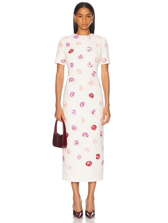ruched strapless midi dress Large / Multicolor