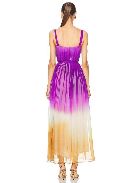 Oscar de la Renta Pintuck Detail Abstract Ombre Dress in