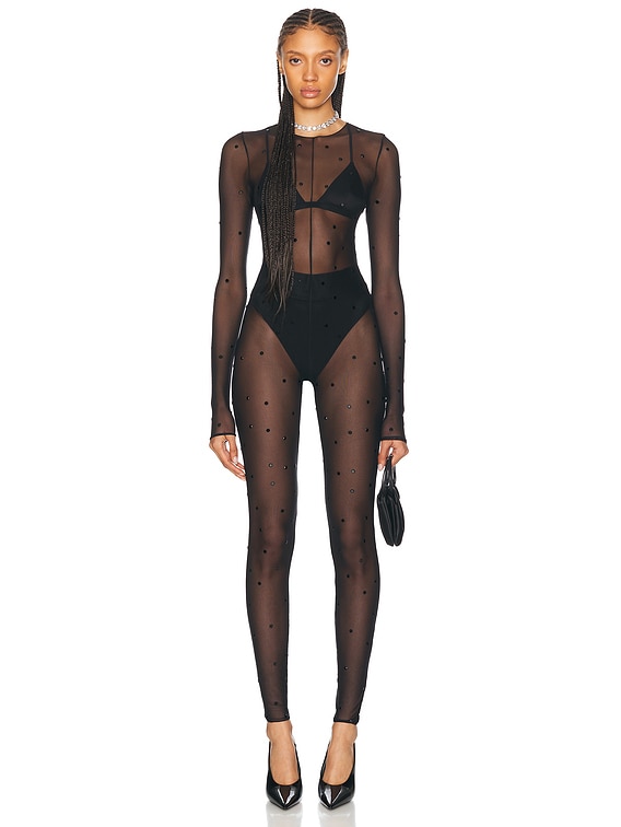 Oseree Crystal Jumpsuit in Black | FWRD