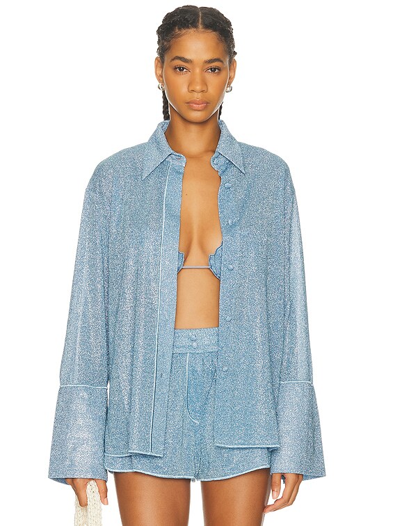 Oseree Glazed Lumiere Sleeve Shirt in Crystal | FWRD