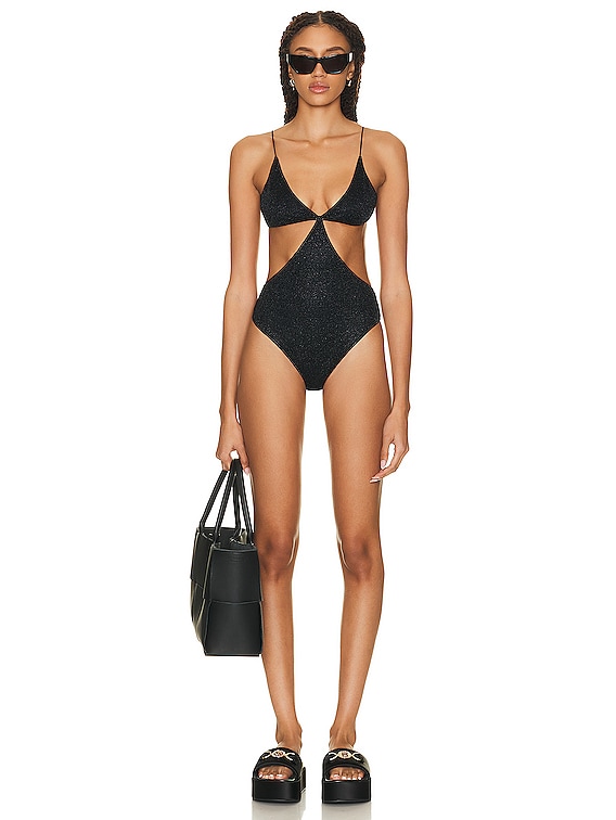 Oseree Lumiere Cut Out One Piece Swimsuit in Black | FWRD