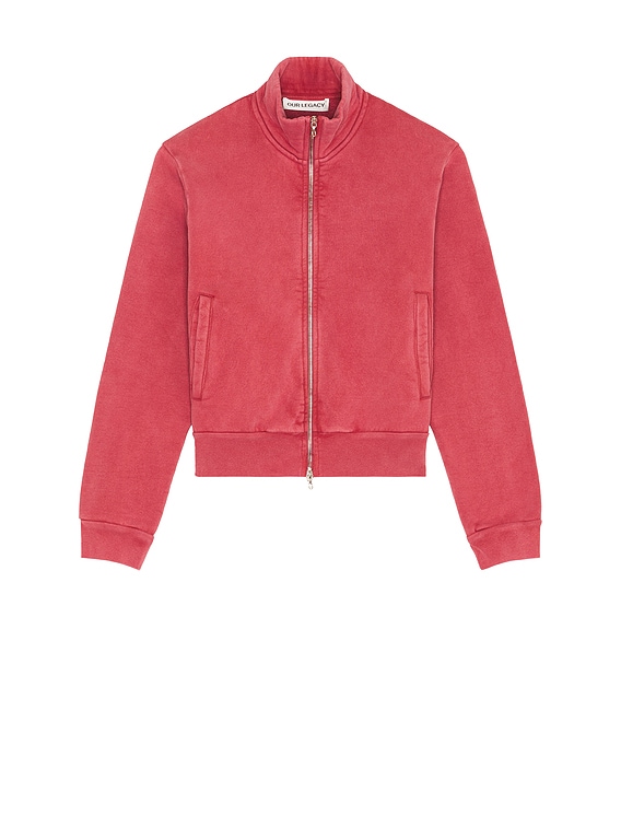 Our Legacy Mob Full Zip Mock Neck Sweatshirt in Red Sun Fade Hefty