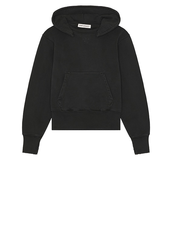 【OUR LEGACY】RELIC☆ピグメントブラック フリースフーディ Our Legacy Relic Hoodie in Pigment Black Hefty Fleece | FWRD