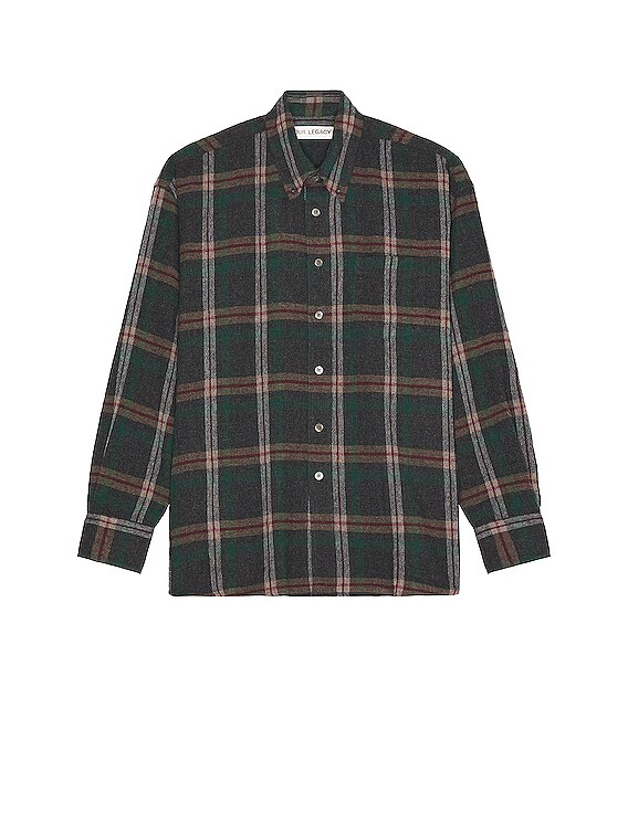 Our Legacy Borrowed BD Shirt in Green Pub Check | FWRD