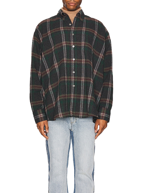 Our Legacy Borrowed BD Shirt in Green Pub Check | FWRD