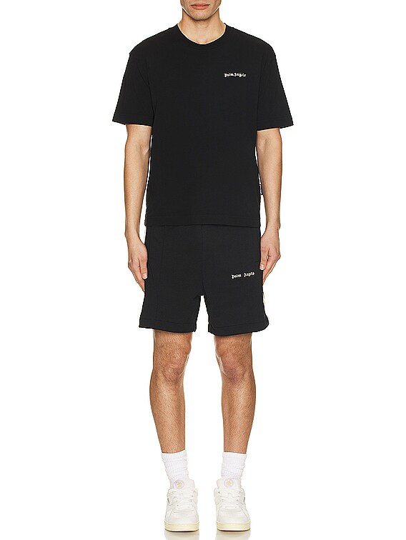 Palm Angels Classic Logo Track Shorts in Black & Off White | FWRD