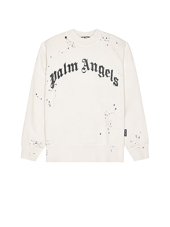 Palm Angels Glittered Logo Crewneck in Off White | FWRD