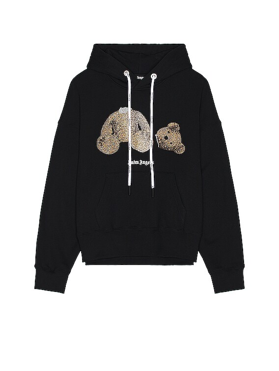 Palm Angels Sequins Bear Hoodie in Black & Gold | FWRD