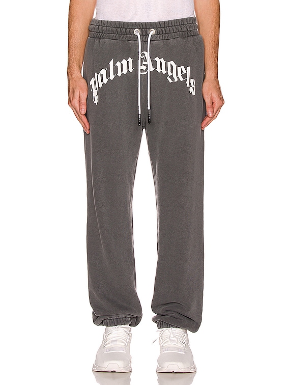 Palm Angels Curved Logo Sweatpants Black White Men's - FW21 - US