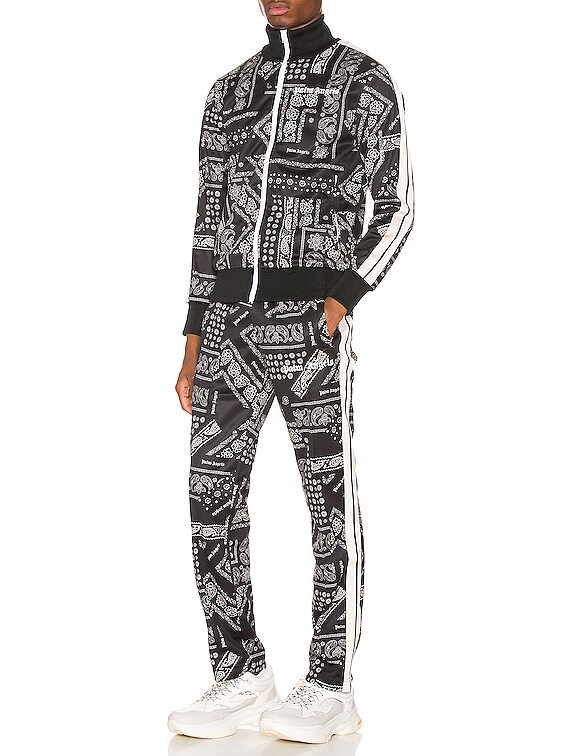 Palm Angels Bandana Classic Track Pants in Black & White | FWRD